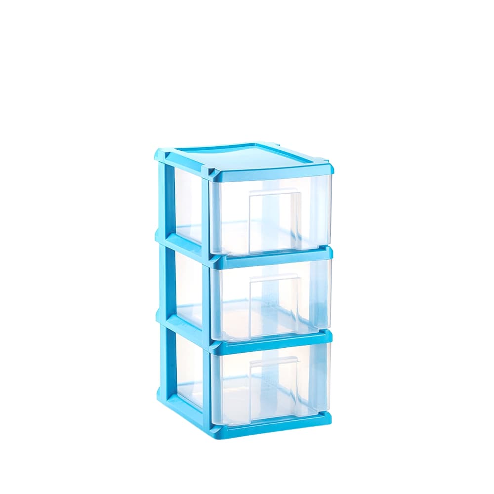 Gaveteiro Agraplast Paris Azul com Gavetas Transparentes – 3 Gavetas (Ref. 1092)
