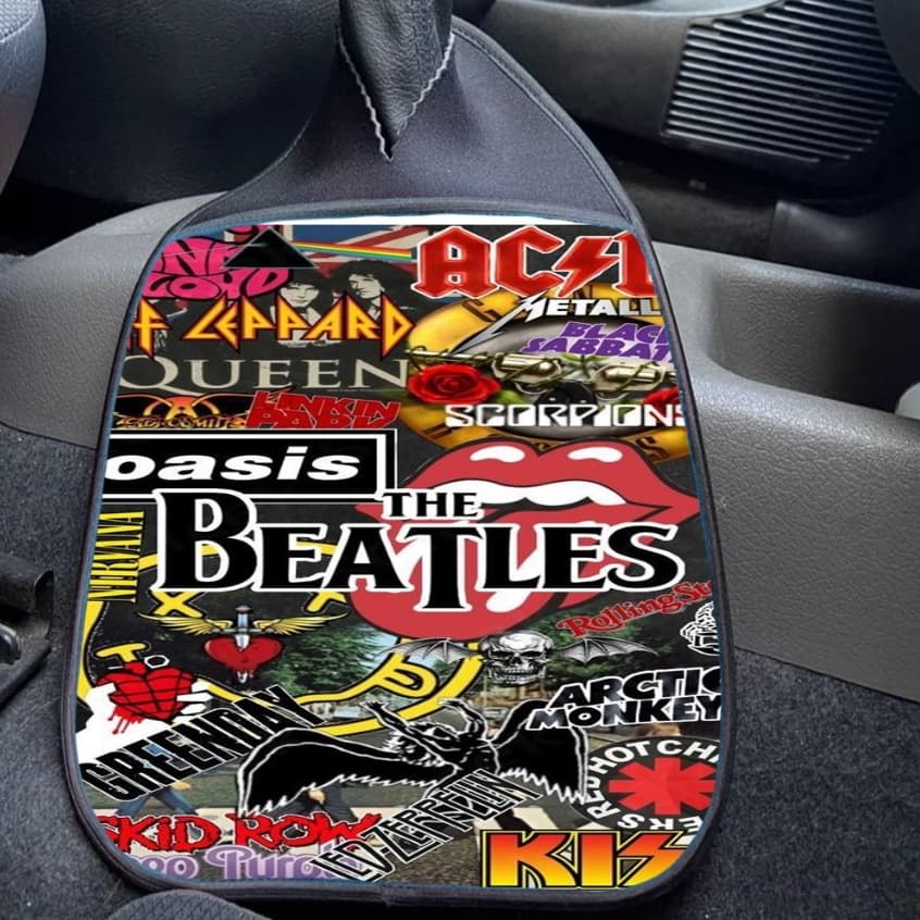Lixeira De Carro Rock Bandas Nirvana AC/DC Red Hot Chili Peppers Lixinho Automotivo Emborrachado Premium Universal Luxo