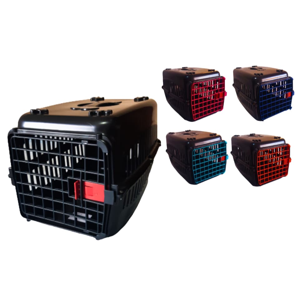 Caixa de Transporte Nº3 Elite Preta com Portas Coloridas para Cachorro, Gato, Coelho, Aves