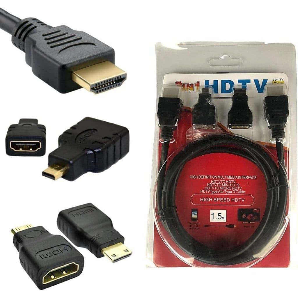 Kit Cabo HDMI - 1.5m Com Adaptador Micro Hdmi e Mini Hdmi 3 em 1 ws