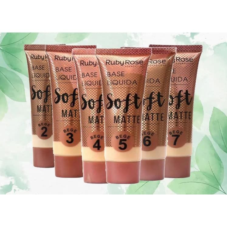 Kit 6 PC Base Líquida Soft Matte Bege Ruby Rose HB-8050