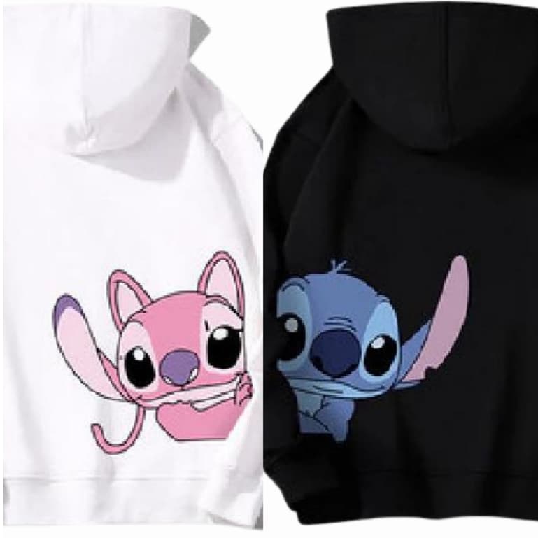 Moletom Stitch & Angel Com Capuz Casacos Casal desenho