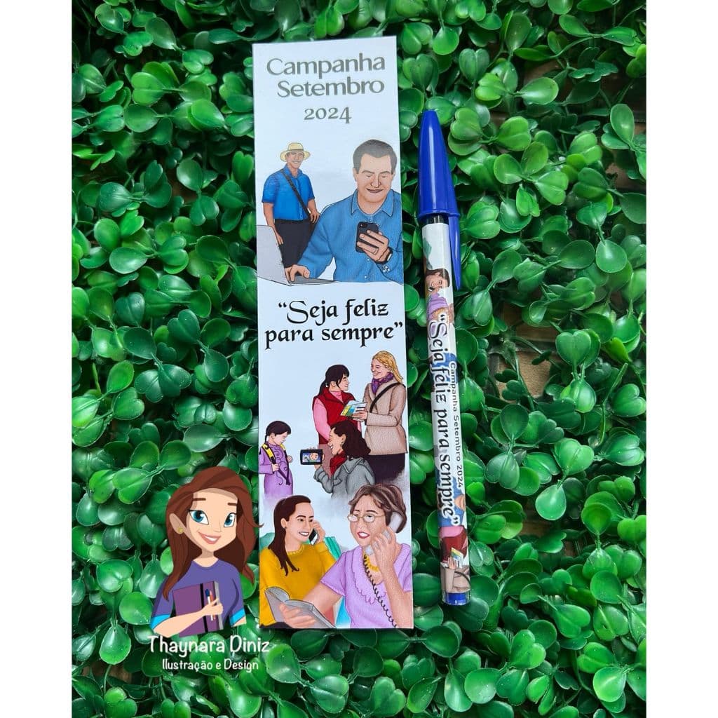 Kit Caneta + marca pagina - Seja Feliz para sempre