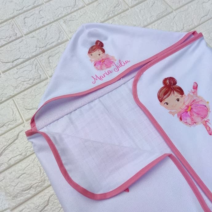 Toalha de Banho Bebê personalizada, toalha com capuz, toalha forrada com fralda quadriculada premium