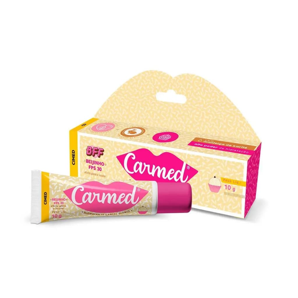 Hidratante Labial Carmed BFF Beijinho FPS 30 Efeito Gloss Incolor 10g