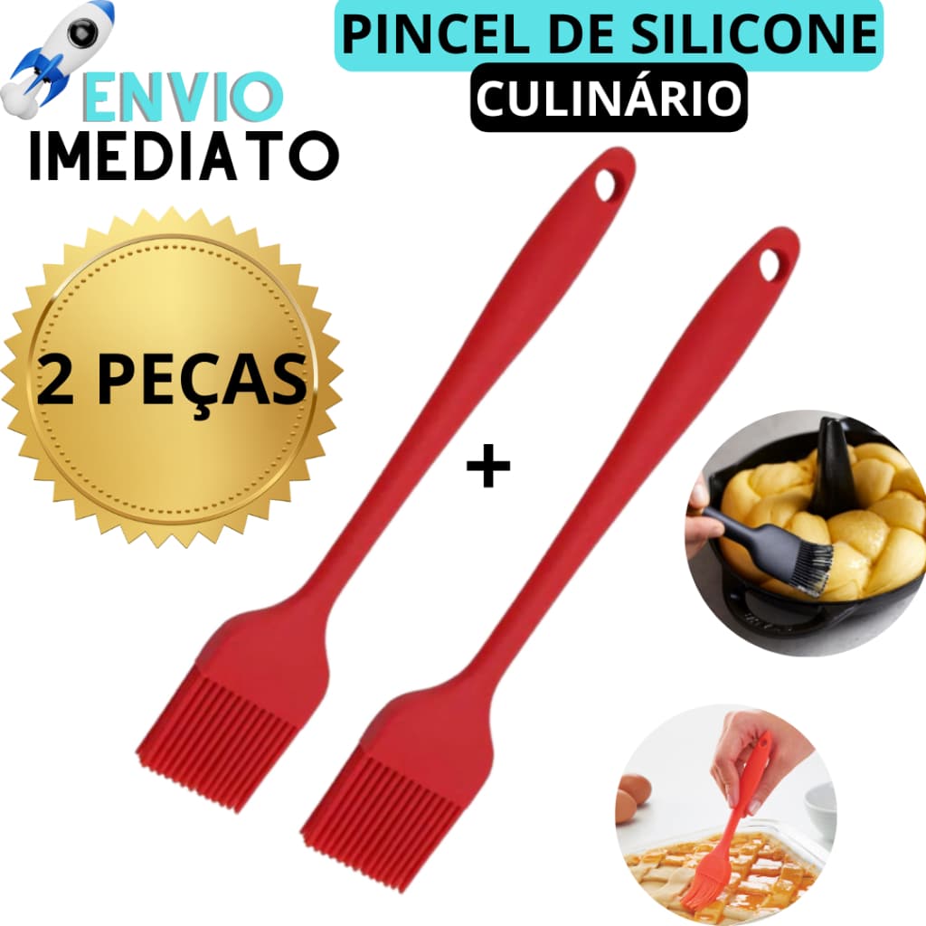 Kit 2 Pincel Culinário Pincel de Silicone Cozinha 25cm Untar Forma Pincelar Confeitaria