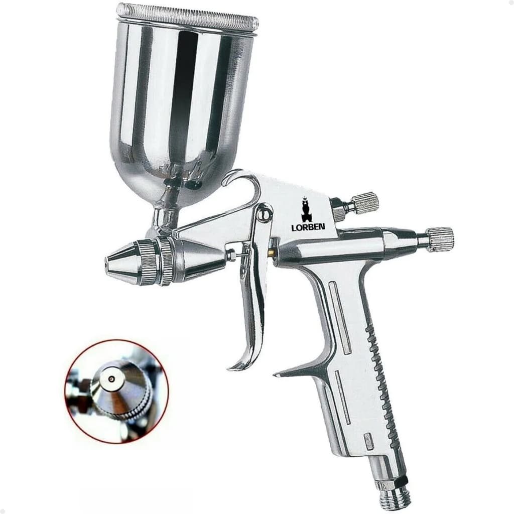 Pistola de Pintura K3 Lorben Aerógrafo Alumínio Gravidade 90 ml Bico 0,5mm Ajustável