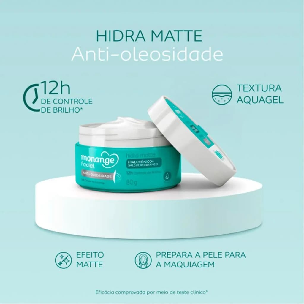 Gel Creme Hidratante Monange Facial Hidra Matte Anti-Oleosidade - 80g