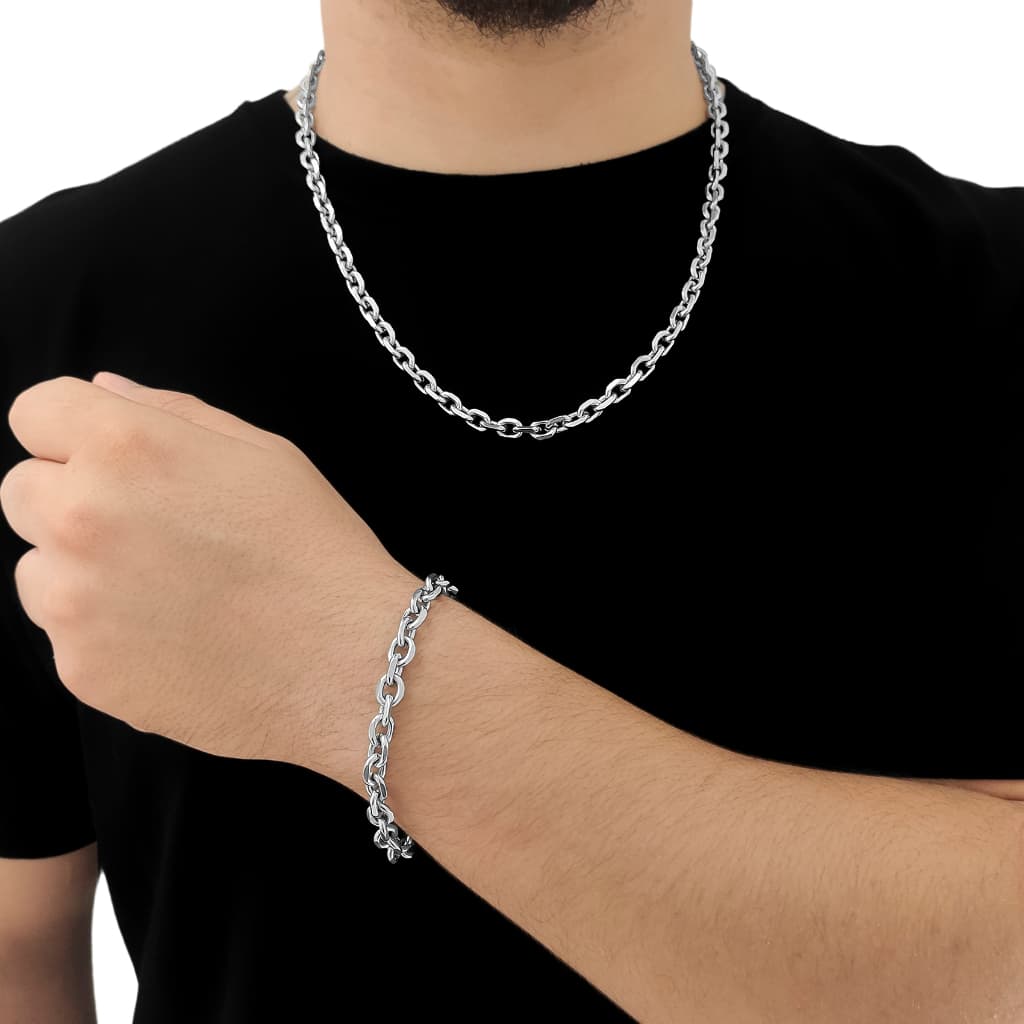 Corrente Pulseira Cadeado 5mm Aço Inox 316l Original + Caixa