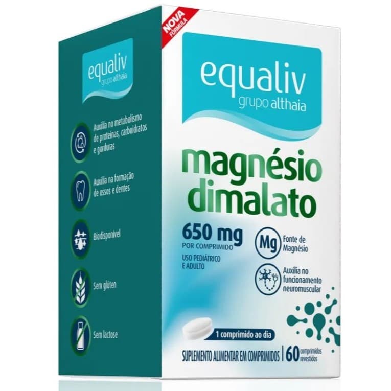 Magnésio Dimalato 650mg - 60 Comprimidos -  Equaliv
