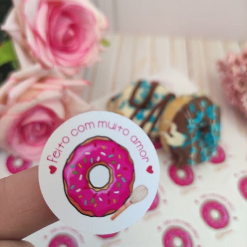 140 ETIQUETA ADESIVA 3,8X3,8CM DONUTS REDONDA