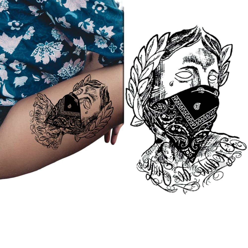 Tatuagem Temporária Moeda Real Gangster 21x15cm Unissex