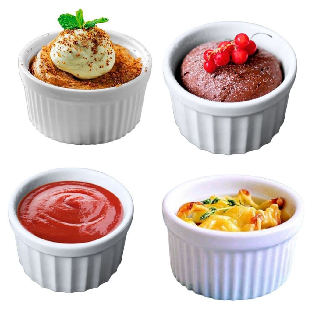 Kit 4 Ramekin De Porcelana Canelada 250ml Airfryer Forno Bar