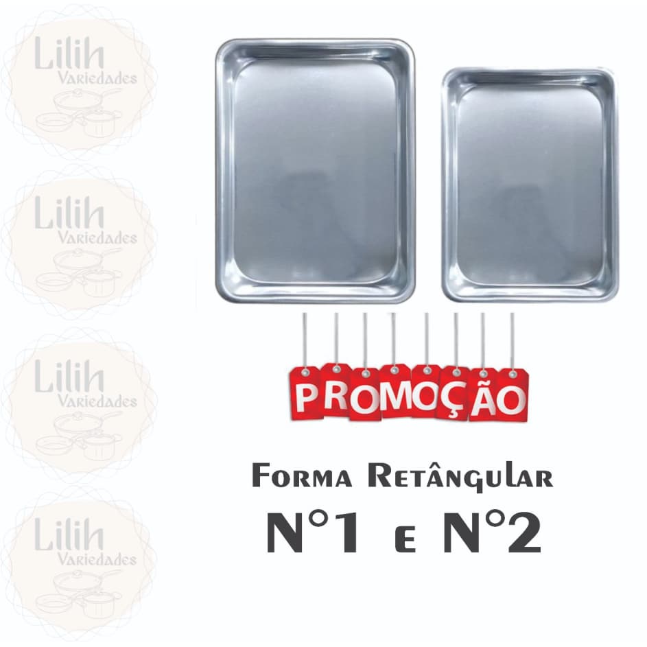 Kit 2 Formas de Bolo Retângular 1 e 2 Bolos/Tortas/Assados - 2 Formas