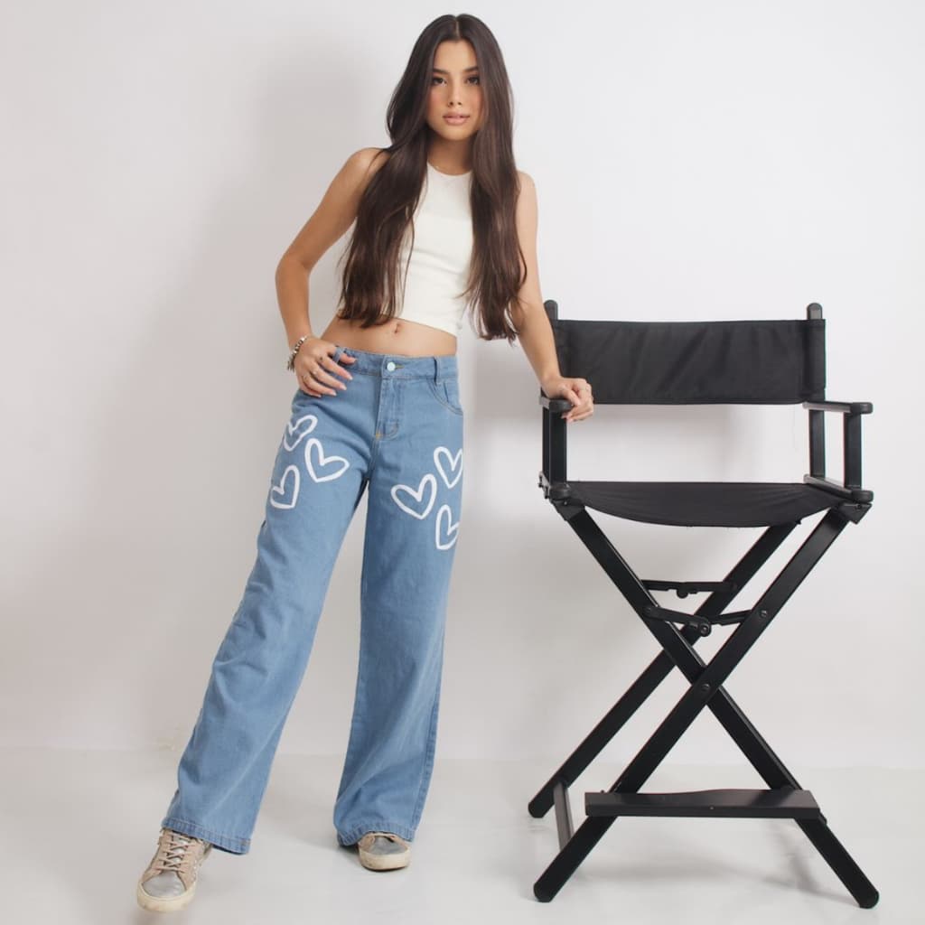 Calça wide leg pantalona jeans infantil juvenil menina