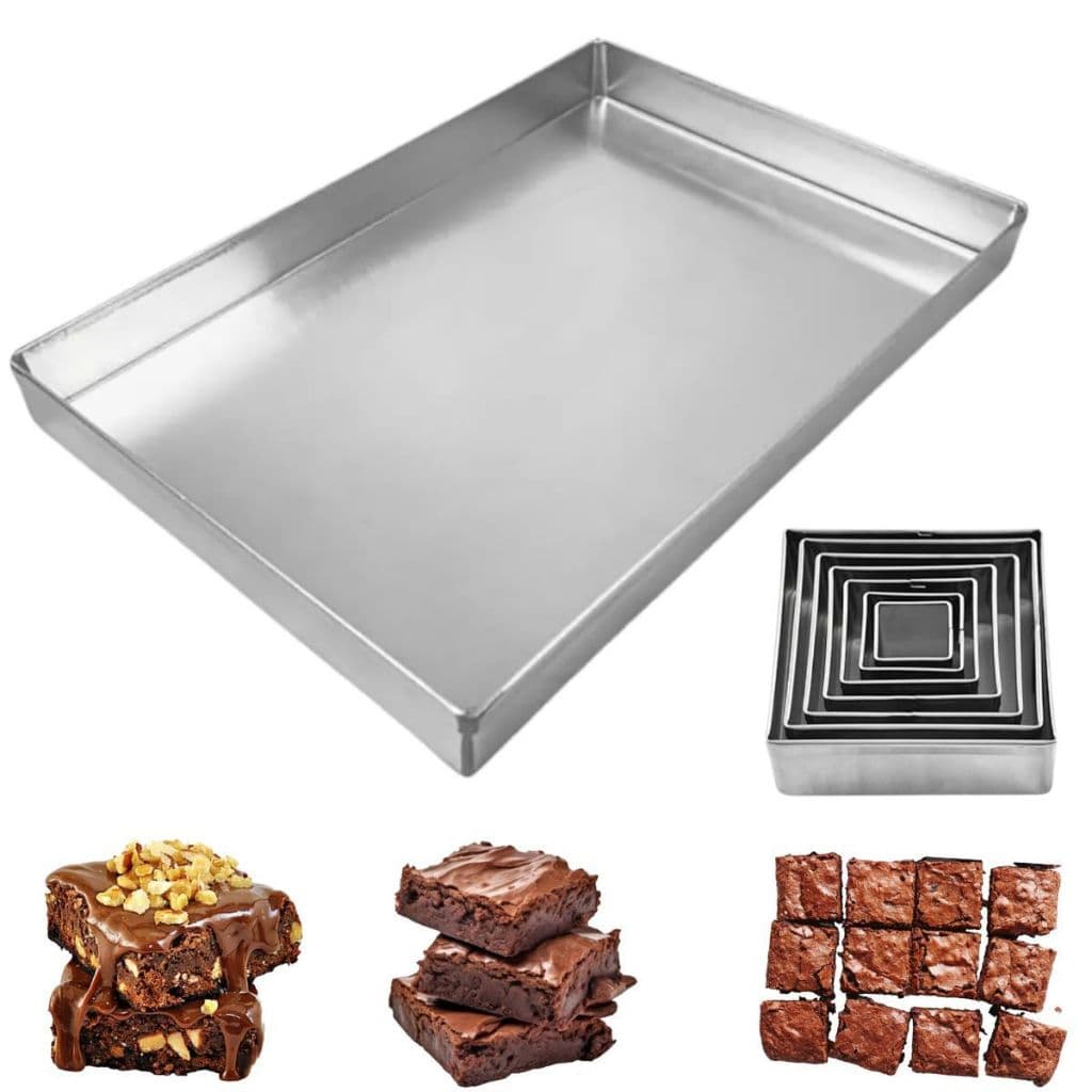 Kit Forma 40x30 Para Brownie + Jogo De 7 Cortadores Inox