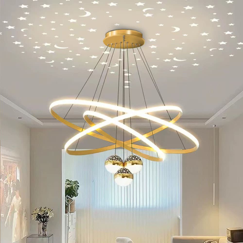 3 Cores Lustre De Teto Nórdico De Luxo Lustre Para Sala De Jantar Estar Lustre Romântico Starry Sky