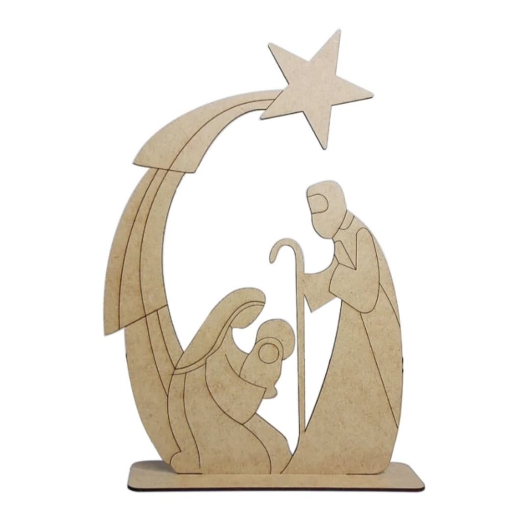 Presépio Natal em MDF cru Laser com base