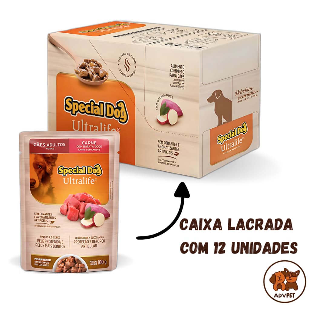 Sachê Cachorro Special Dog Adultos Carne CX C/12 unidades