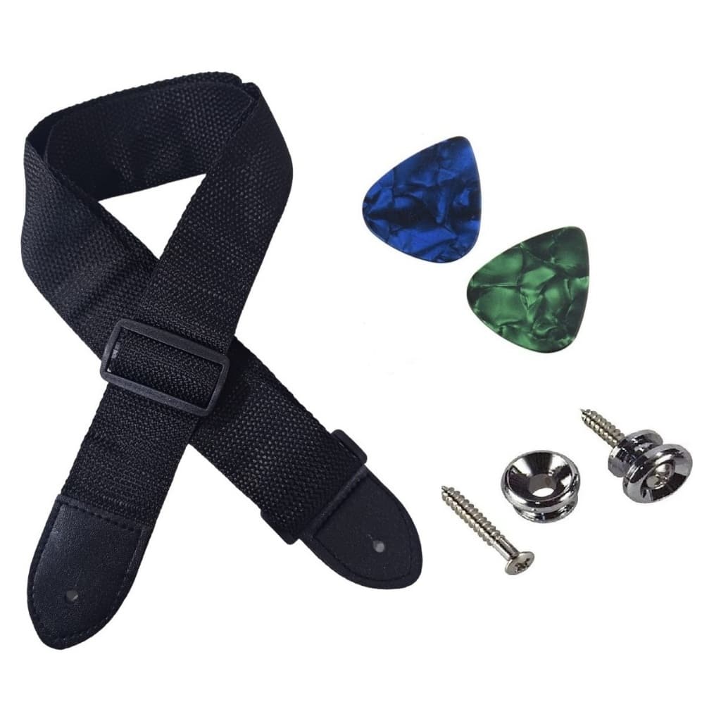 Correia Alça Ajustavel Violão Viola Guitarra Cavaco + 2 Roldanas + 2 Palhetas Sortidas