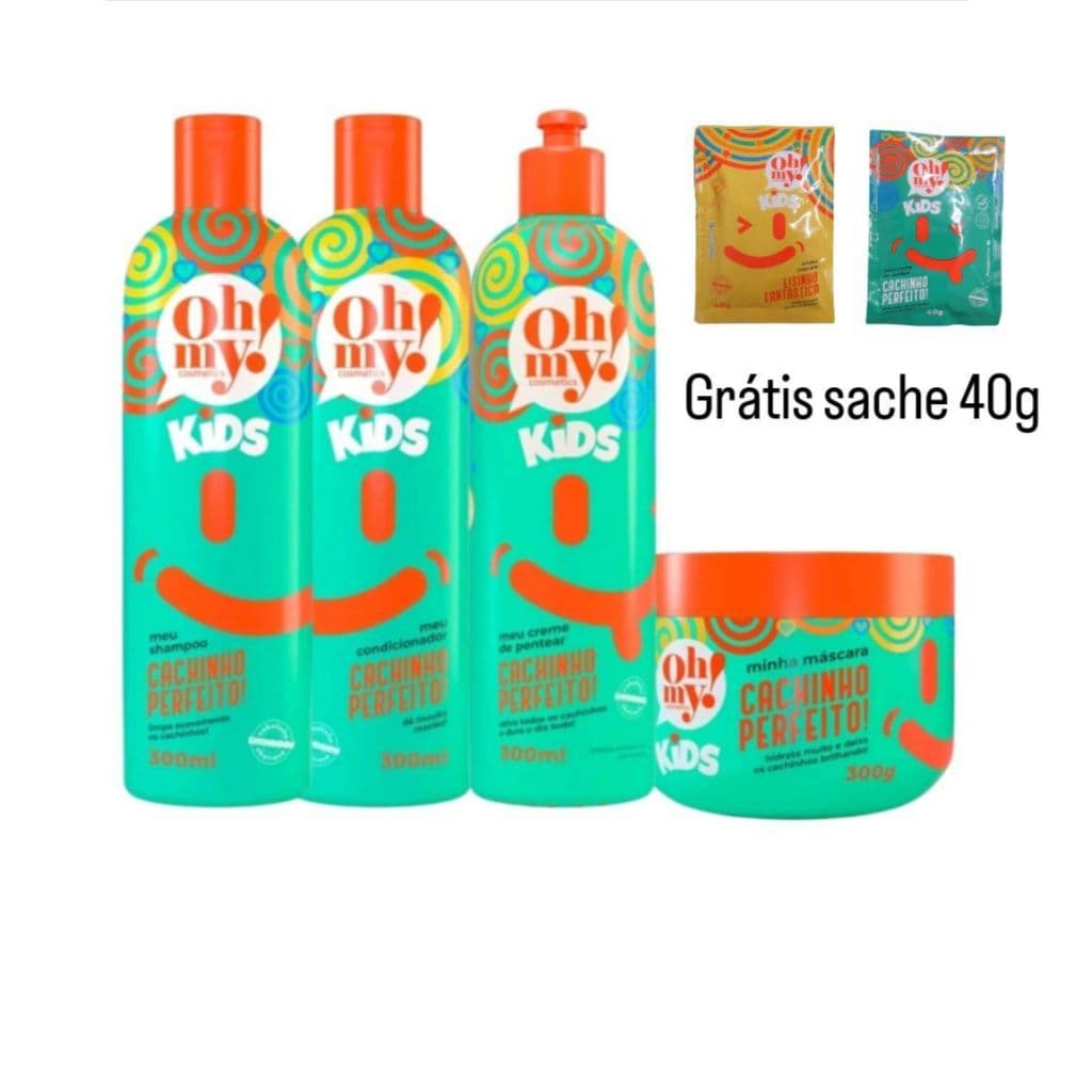 KIT OH MY CACHINHO PERFEITO 300ML CADA/CABELOS CACHEADOS-CACHOS KIDS/CRIANÇAS (HIPOALERGENICO)