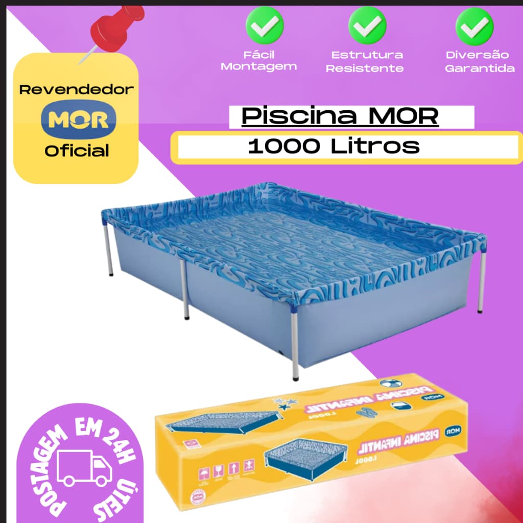 Piscina Infantil 1000 Litros Estrutural Mor Retangular 1.89x1.26m