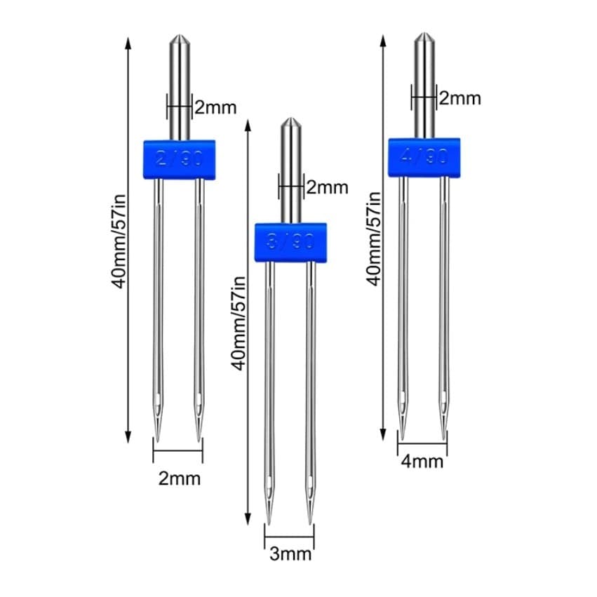 3 Agulha dupla para maquina domestica  2mm/3mm/4mm - 14