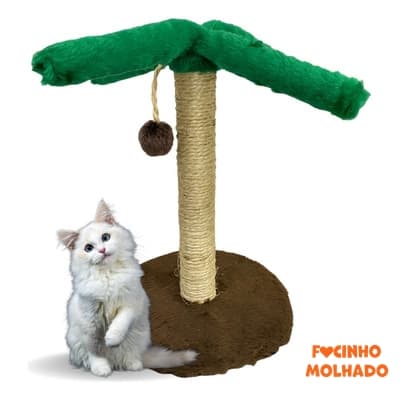 Brinquedo Arranhador para Gatos Coqueiro com Bolinha