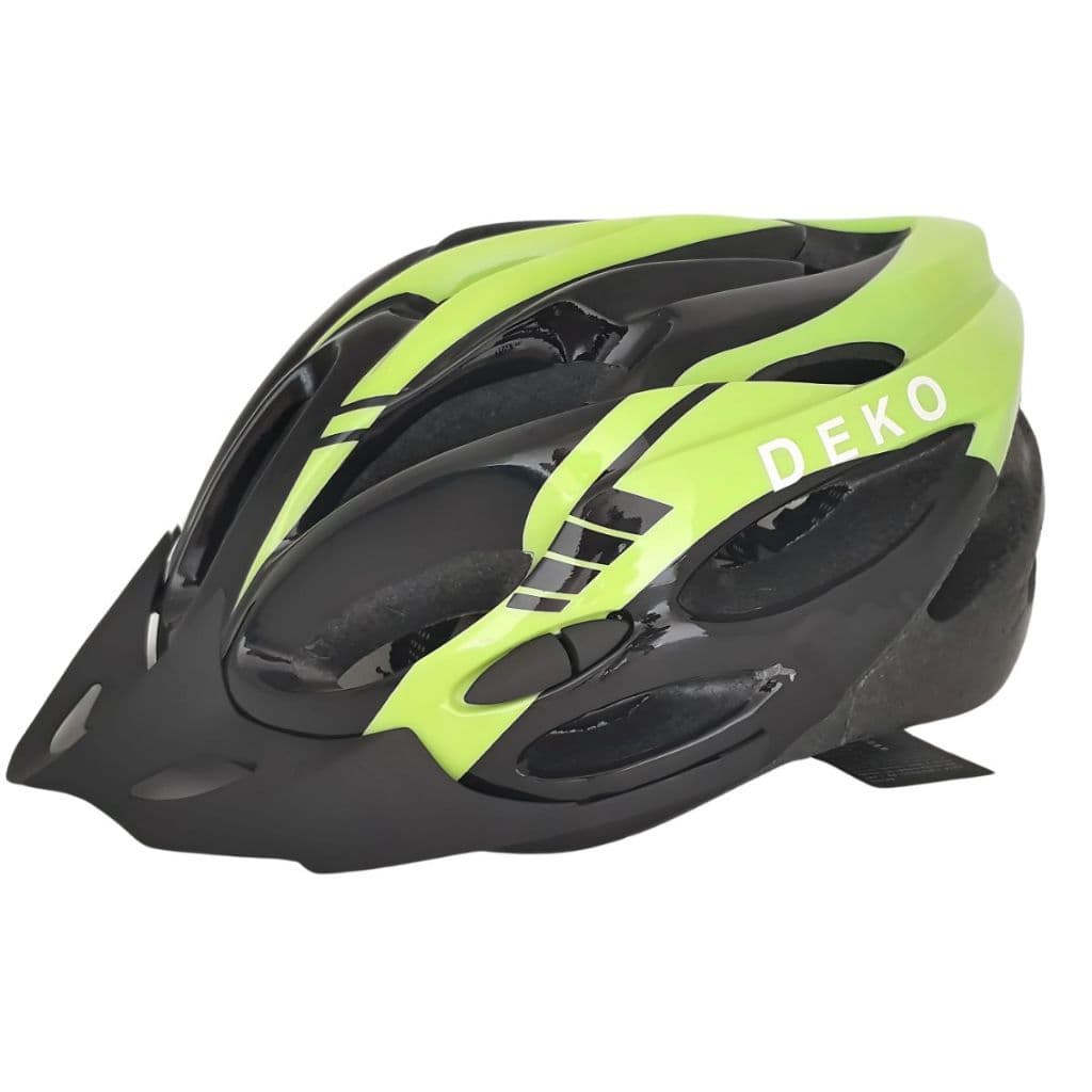 Capacete Ciclismo Bike Bicicleta Mtb Luz Led Preto Verde Deko