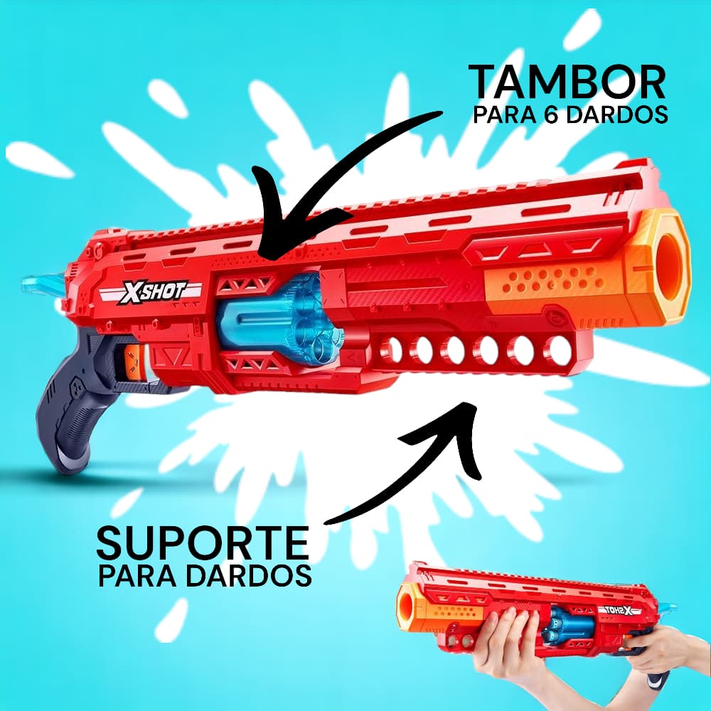 Lançador De Dardos X-shot Red tipo Nerf 16 Dados Candide Caliber 5693