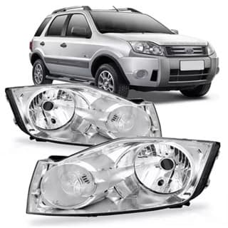Kit Par Farol Ecosport Foco Simples Máscara Cromada Cromado 2008 2009 2010 2011 2012