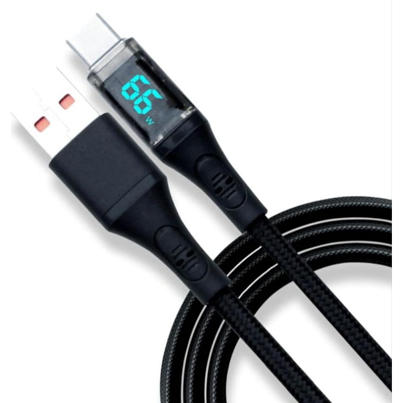 Cabo de carregamento USB-C 100w com display LED visor integrado