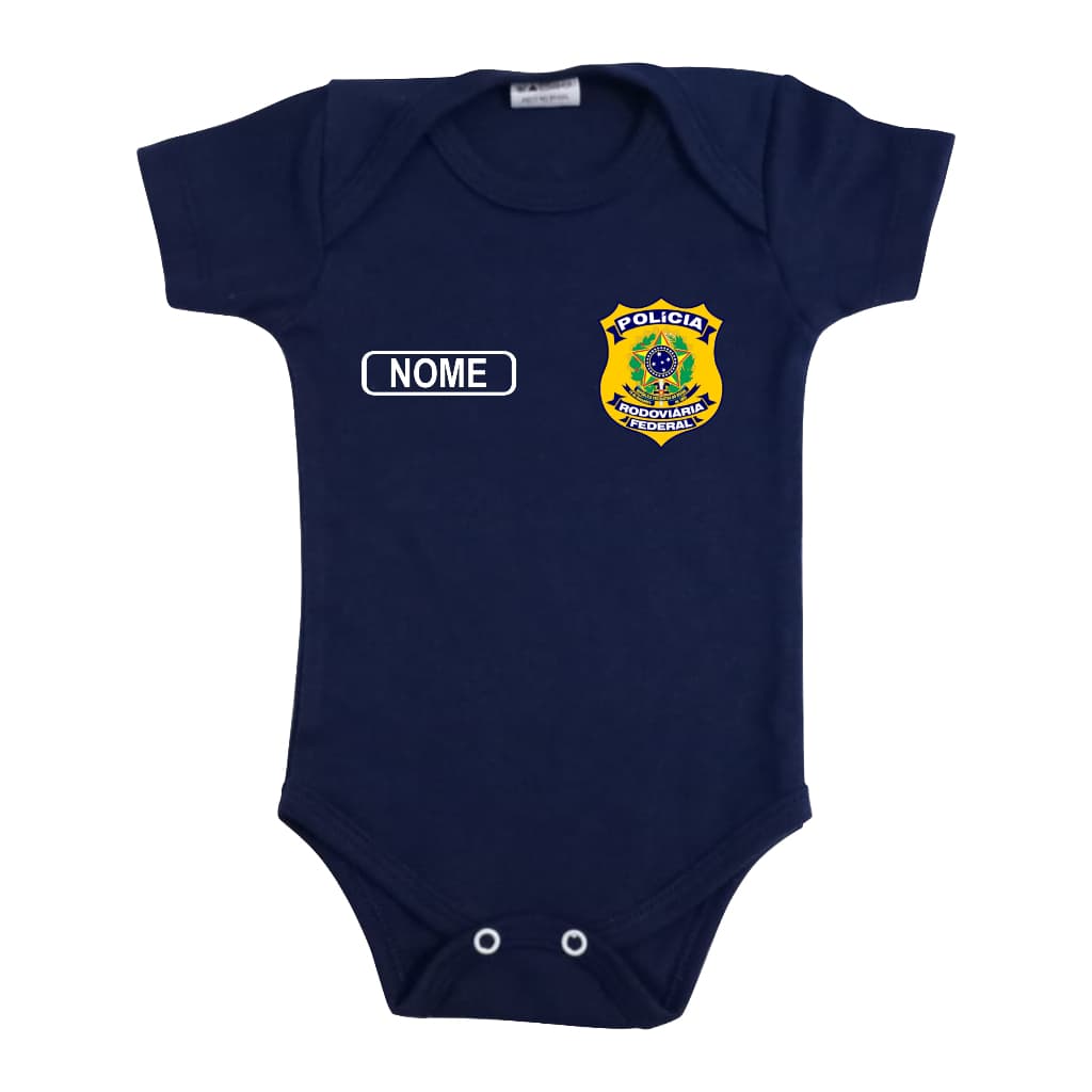 Body Infantil Bebê Tema Militar PRF Polícia Rodoviária Federal Personalizado com Nome
