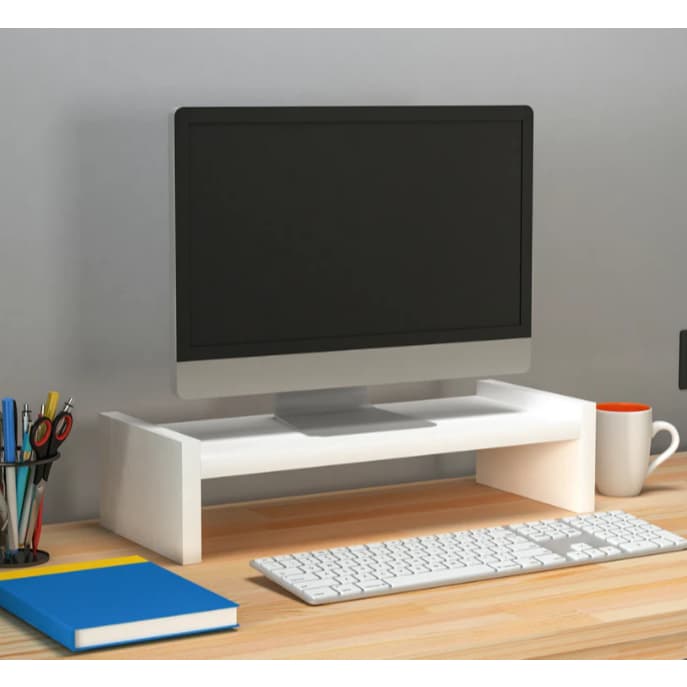 Suporte para monitor branco base notebook ergonômico para telas com base de até 45x20cm Home Office Mobilux Móveis