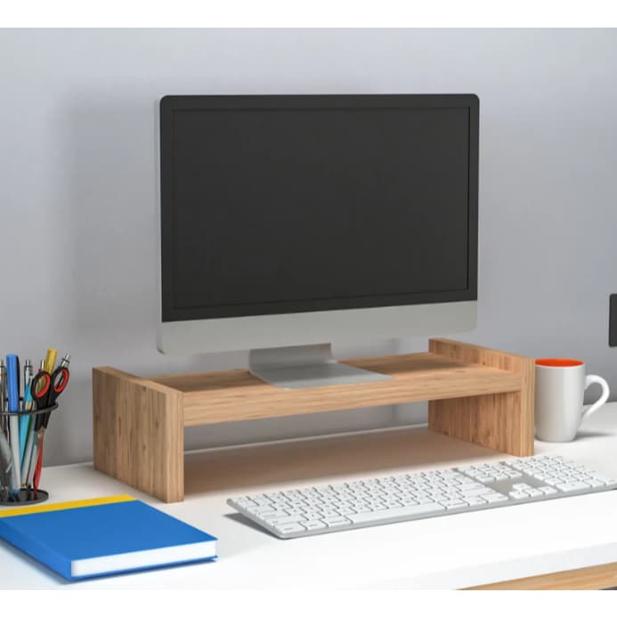 Suporte para monitor madeira noce oro base notebook ergonômico para telas com base de até 45x20cm suporte elevado Home Office Mobilux Móveis