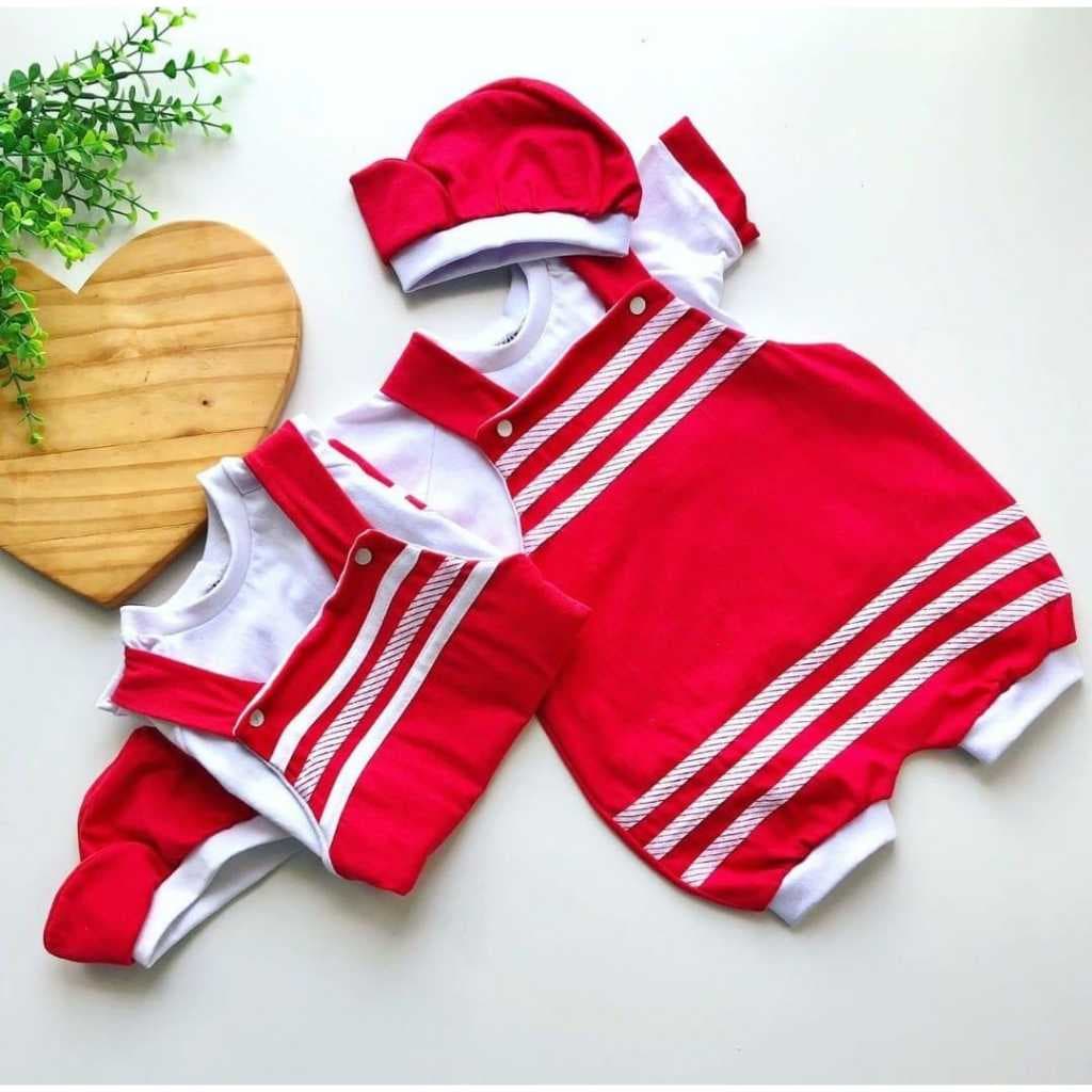 Macacão Bebê  vermelho jardineira Bebê