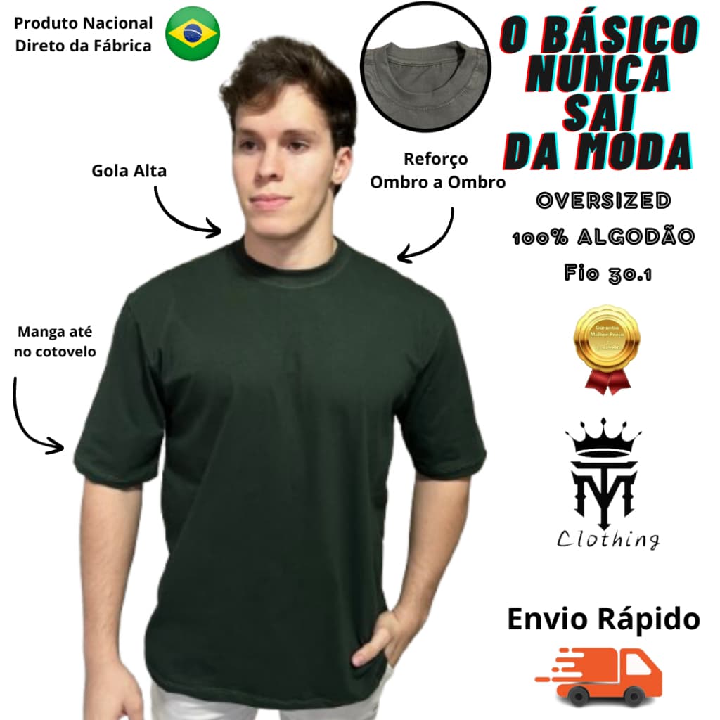Camisetas Oversized Lisas Streetwear Masculina Gola Alta Camisas Lisas T-shirt