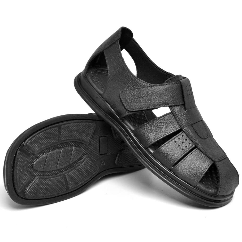 Sandália Franciscana Chinelo Ortopédico Masculino Anti Stress Couro Legítimo Polo Star Five
