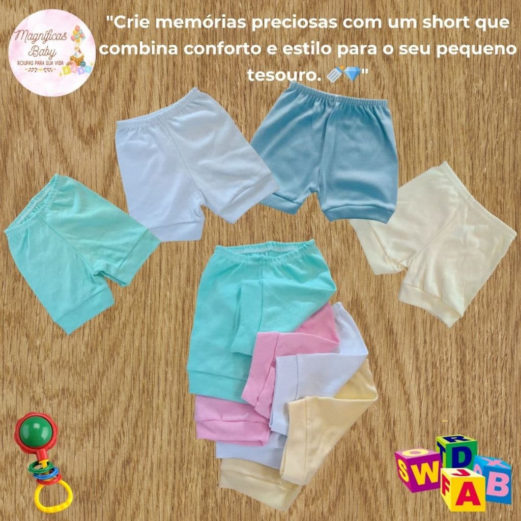OFERTA Shorts Tapa Fralda 100% Algodão Shorts Bebê Tapa Fralda Bebê Tecido Suedine Confortável e Macio Shorts Bebê