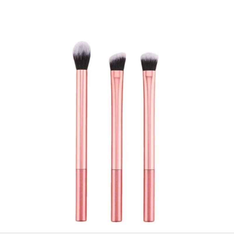 Kit 3 pincéis de maquiagem. 3 Conjunto de Escova de Maquiagem Long TubePink Conjunto de Escova de Maquiagem de Fundo.