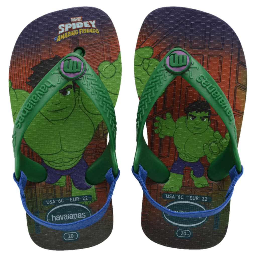 Chinelo Infantil Super Homem Hulk Capitão América Homem de Ferro DC Marvel Geek Azul Verde Vermelho