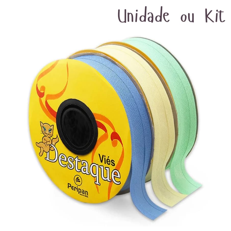 Viés Destaque 35mm Rolo c/ 20 metros Cores Lisas Ref. 9000 Cores 01 a 60
