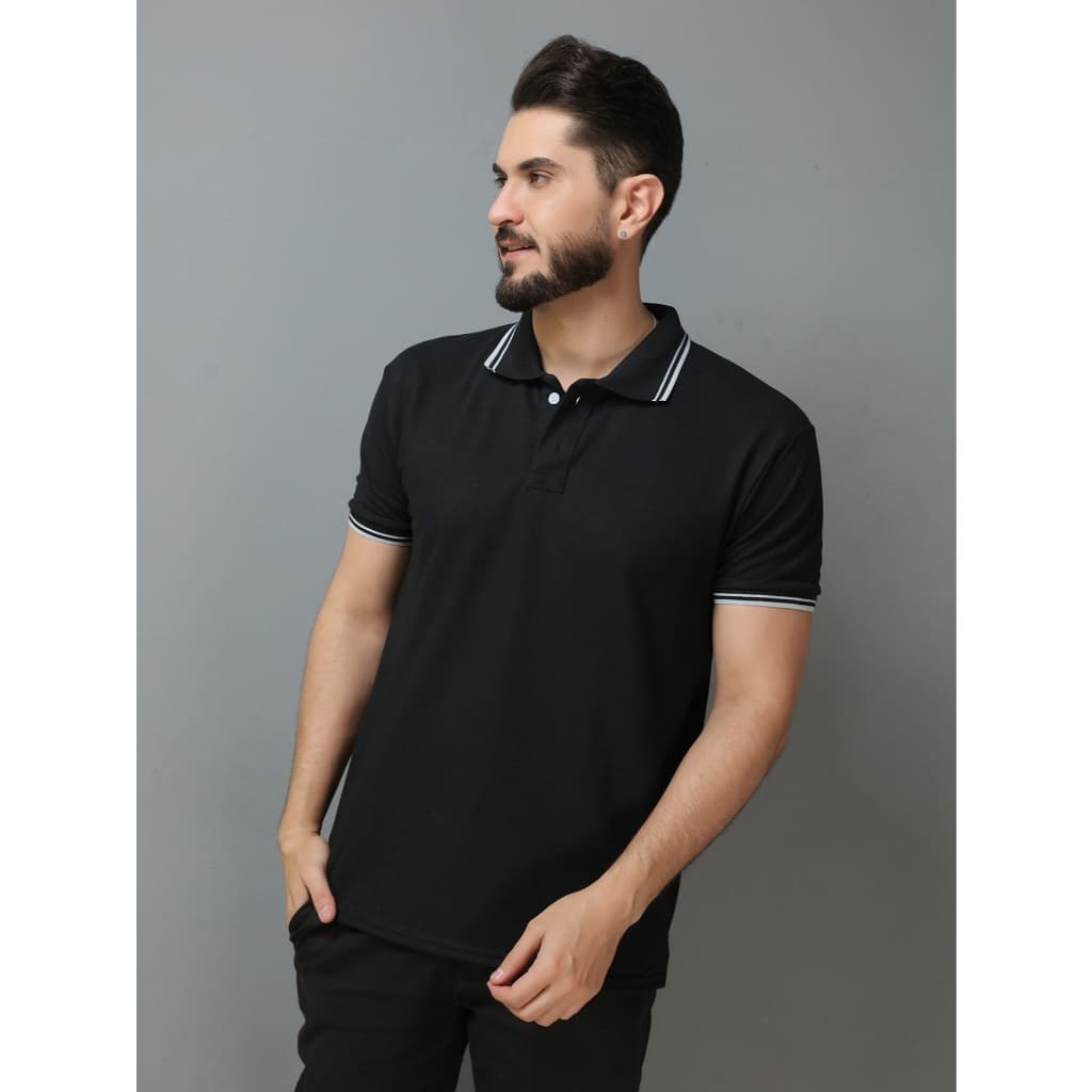 Camisa Gola Polo Masculina GOLA LISTA(P M G GG G1 G2 G3) Camiseta de Algodão  piquet Roupas casuais de escritório