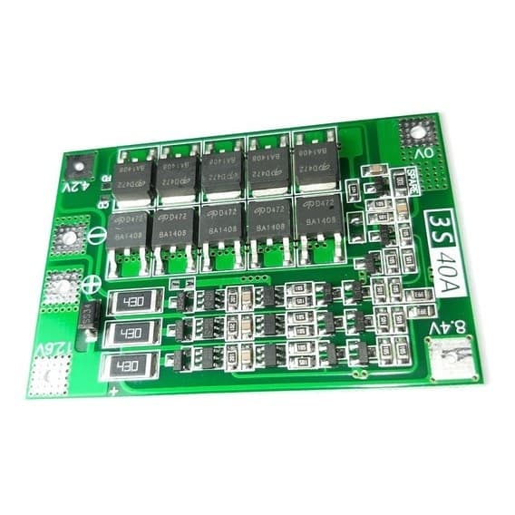Placa Bms Para Proteção de Bateria de Lítio 3s 40a 12.6v