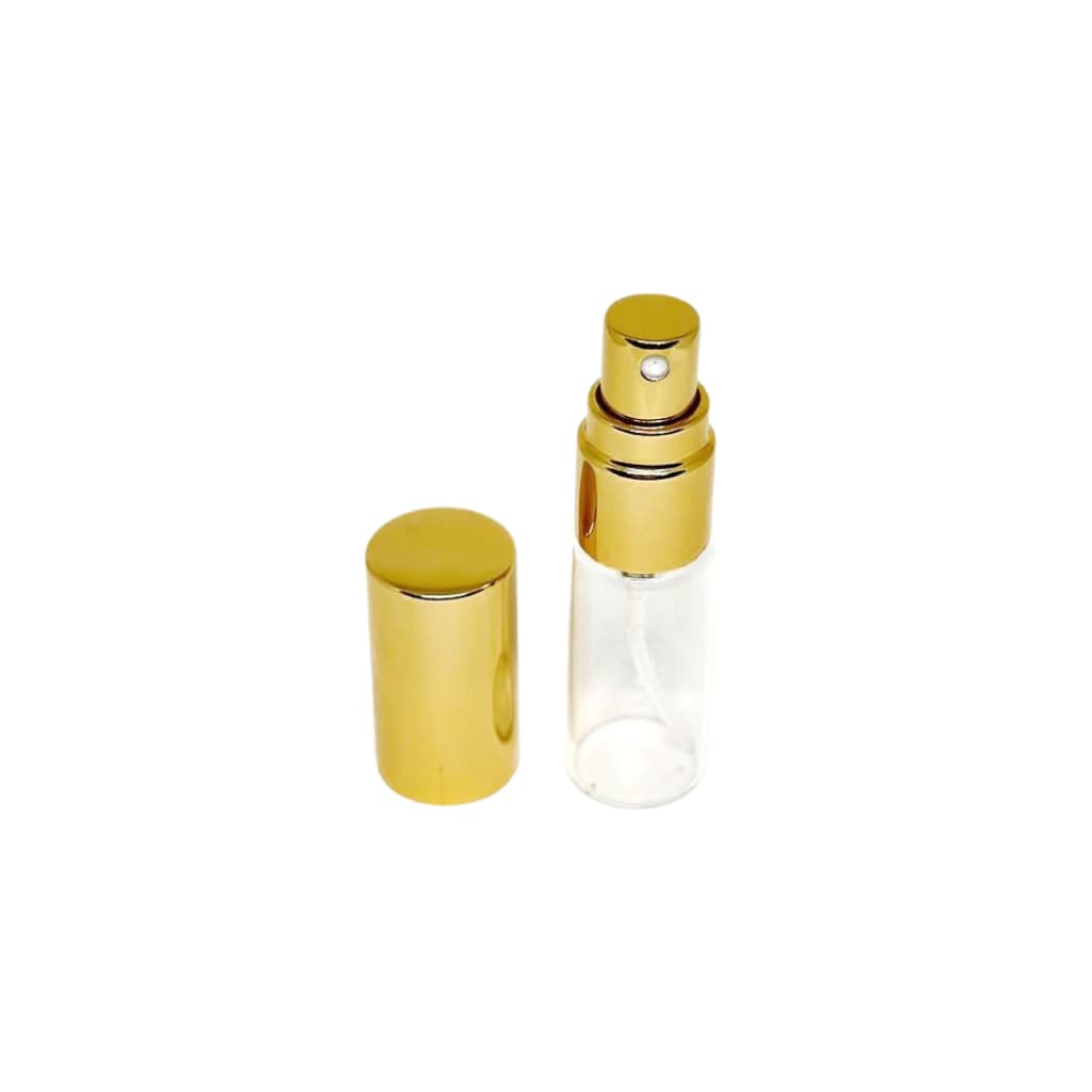 Frasco de vidro 5ml com válvula spray dourada - 10 unidades - Pronta entrega