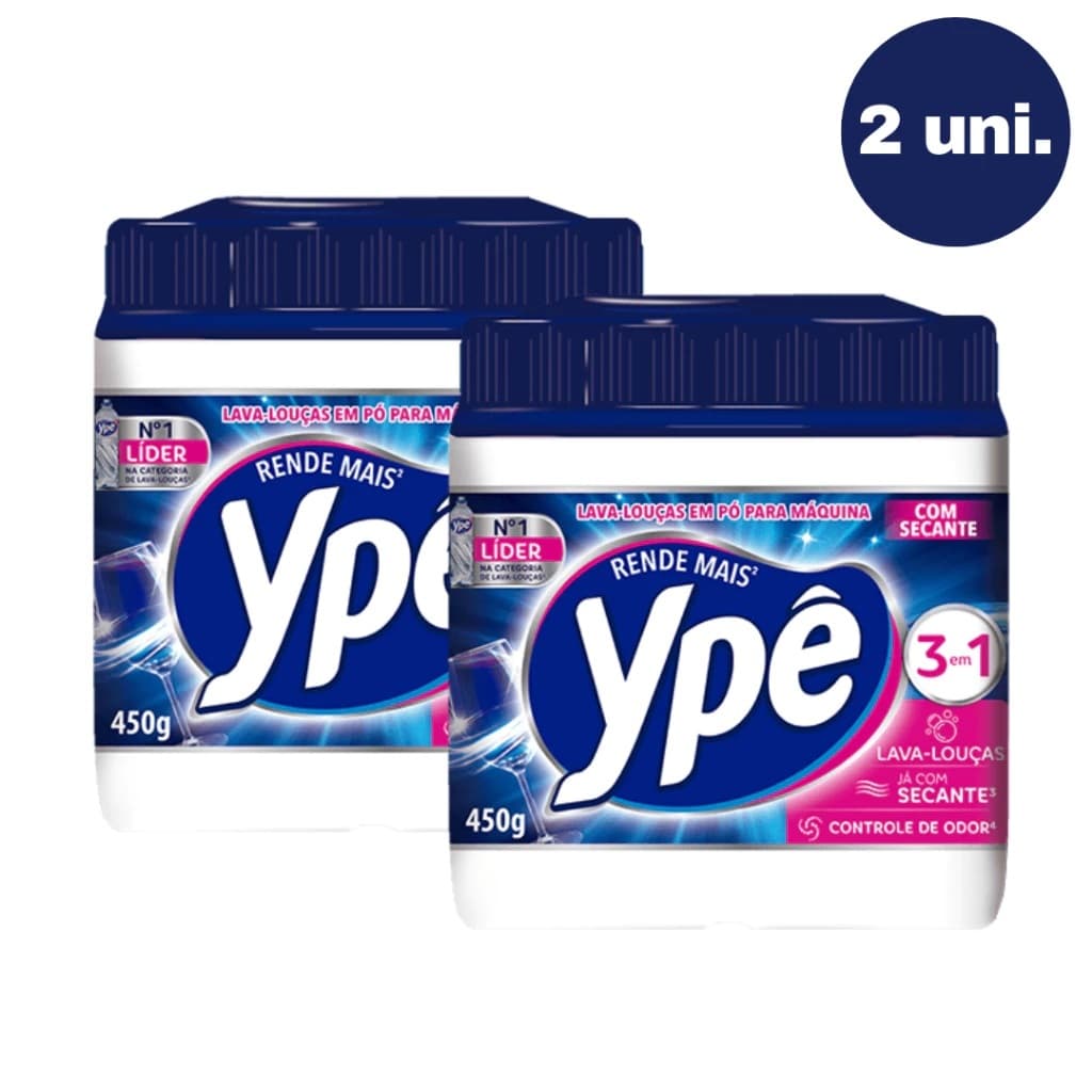 Kit 2 Ypê Detergente Em Pó 450g Para Máquina Lava Louça - Residencia - Hotel - Padaria - Pousada - Restaurante