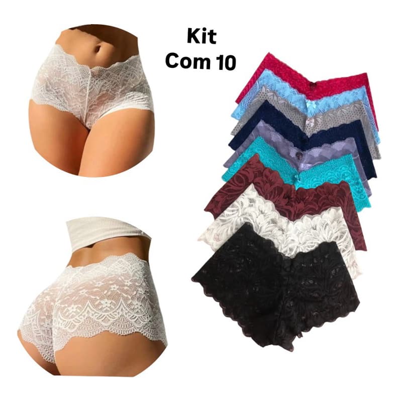 Kit calcinha calesson short renda conforto ideal promoção