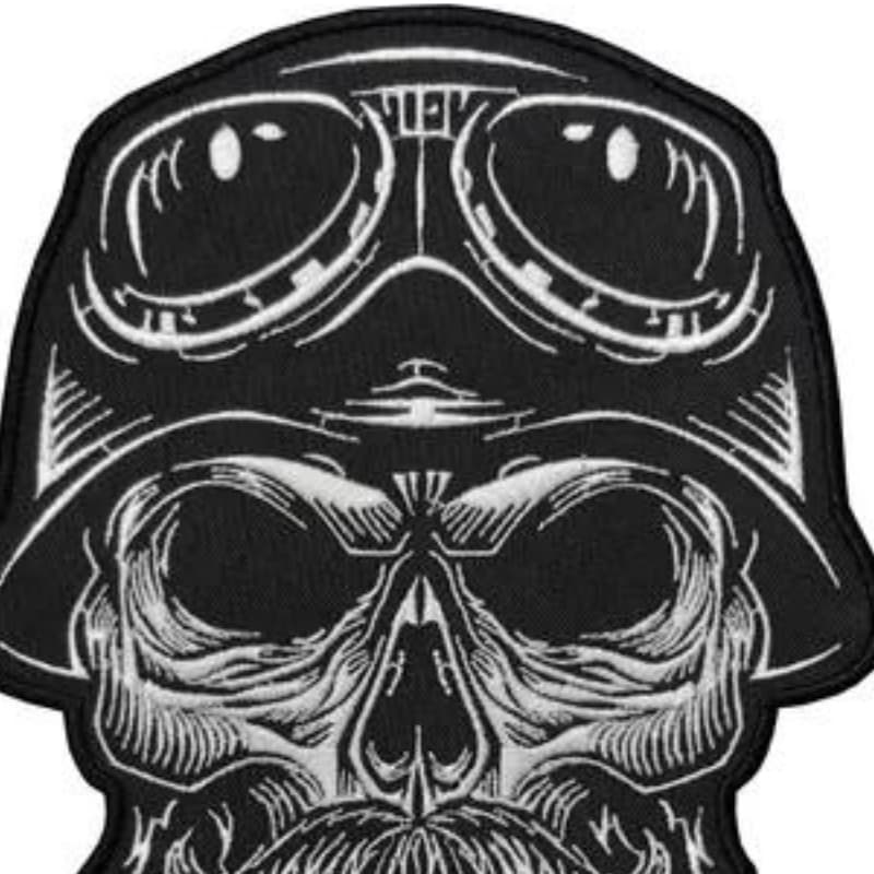 Patch Bordado Caveira Barbuda Colete Jaqueta Bolsa Mochila Personalizados Motociclista Motoclube Motoqueiro