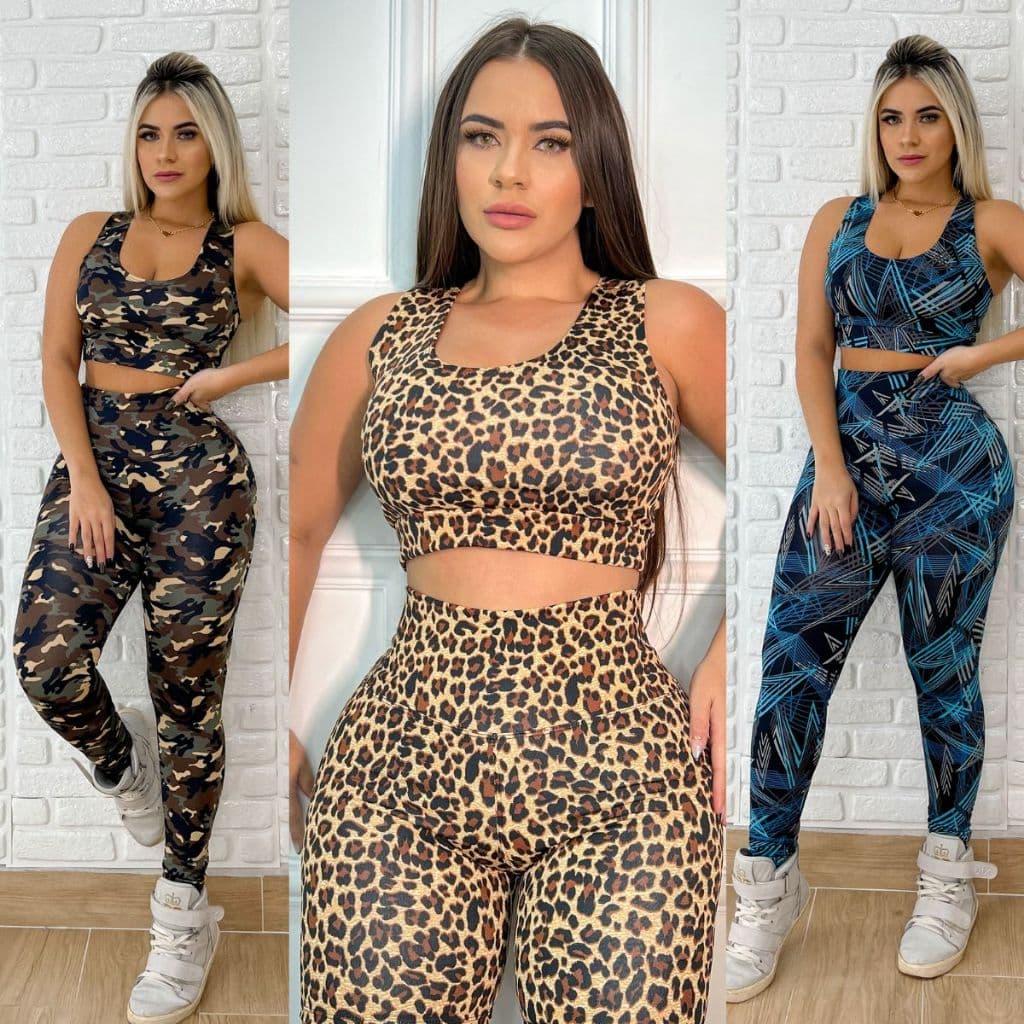 Conjuntos 3 Calça E 3 Top Roupas De Academia Fit