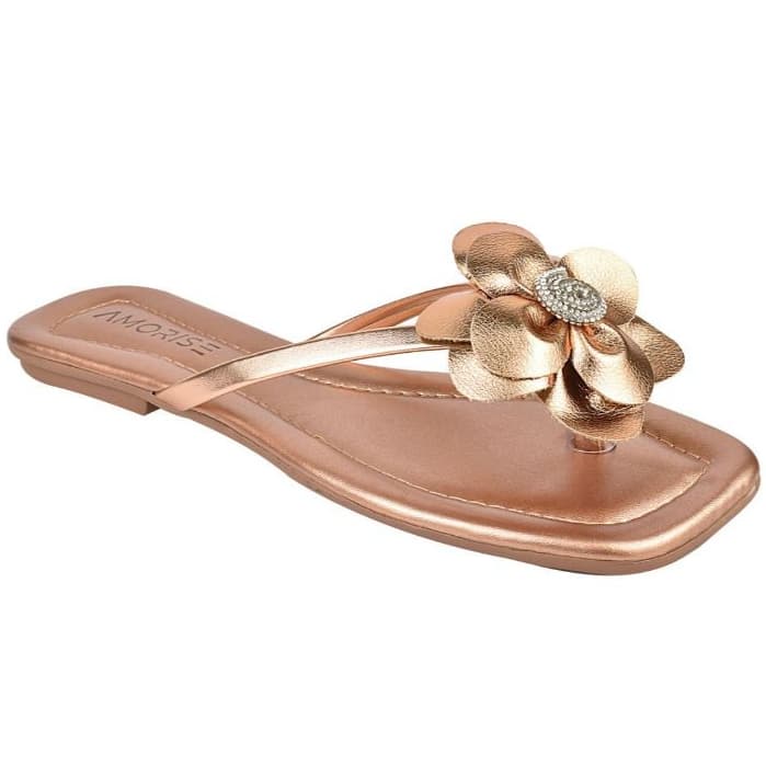 Sandália Feminina Flat Rasteirinha Flor Tendência Brilho Verão